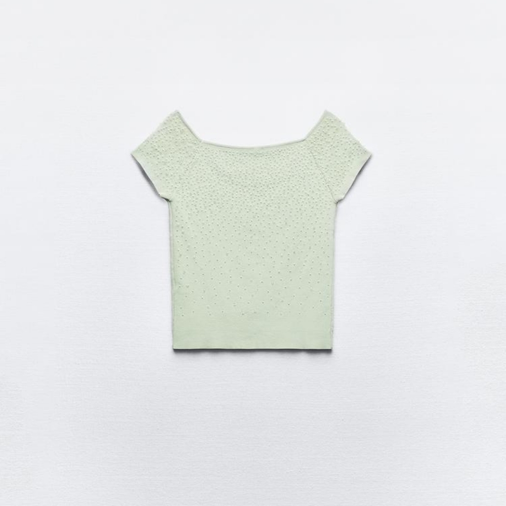 ZARA LIMITED EDITION BEADED KNIT TOP - Picture 4 of 5